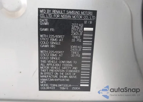 2017 Nissan Rogue Sv из США, поврежденный, VIN KNMAT2MV4HP508746